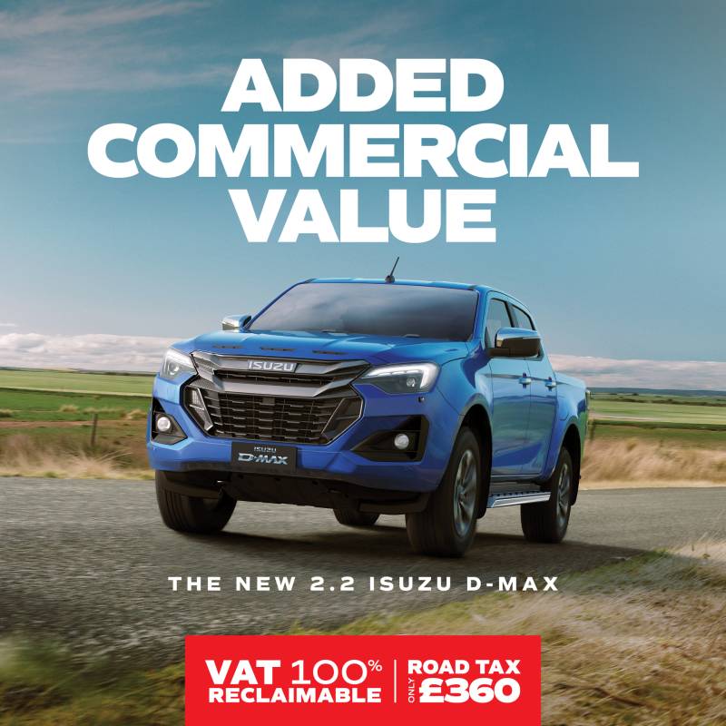 Added commercial value: the new 2.2 Isuzu D-Max with 100% VAT reclaimable and road tax of only £360